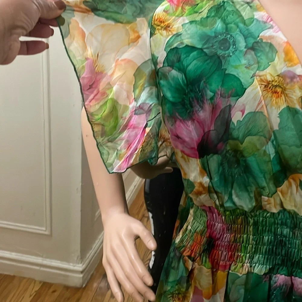 Le Ragazze Green Floral Dress made in Italy